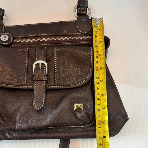 THE SAK Leather Crossbody Purse Handbag Square Pouch Bag Boho Brown - Picture 12 of 12